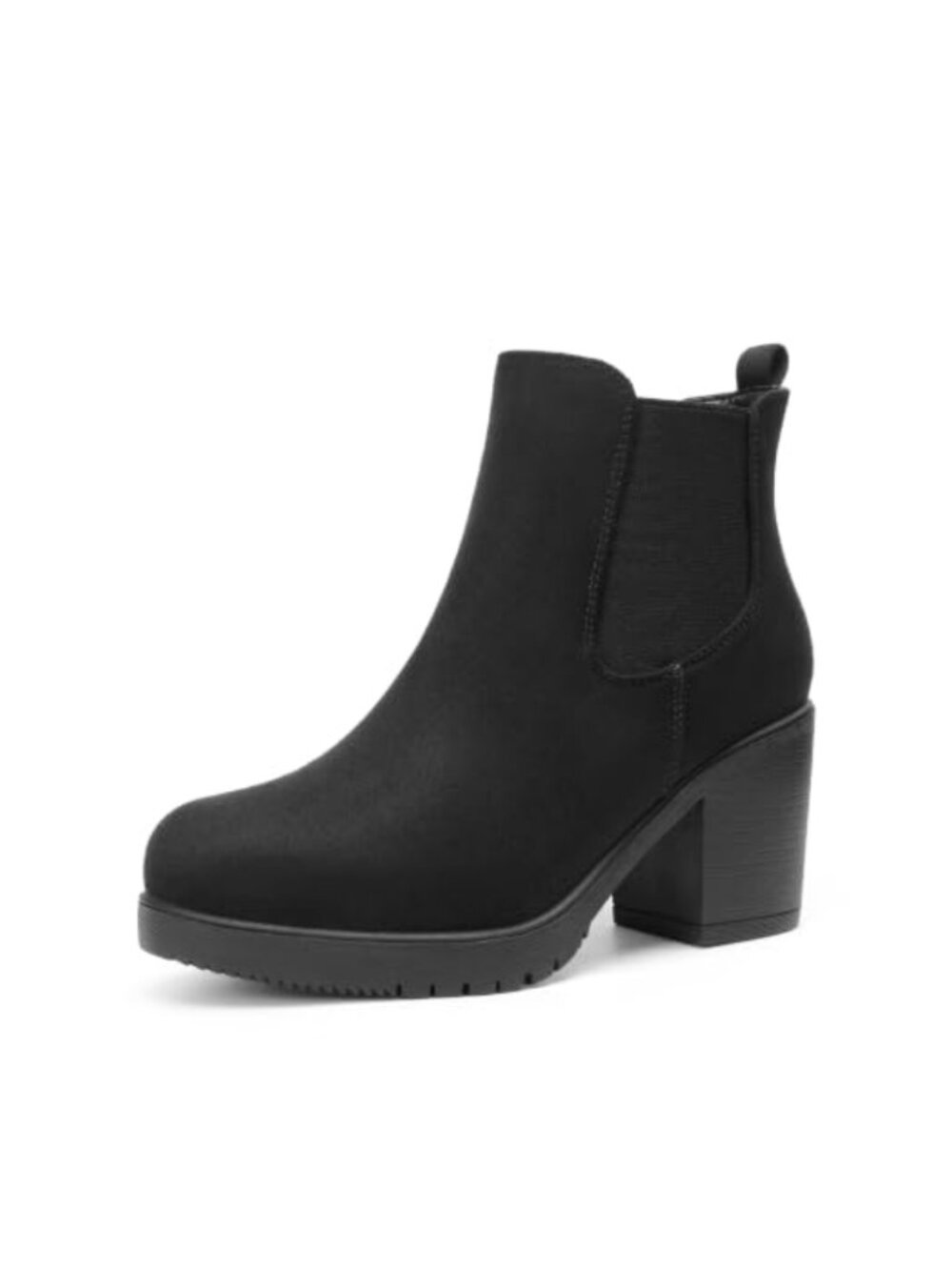 Chelsea Ankle Boots Slip On Chunky Block Heel Faux Suede Fall Booties